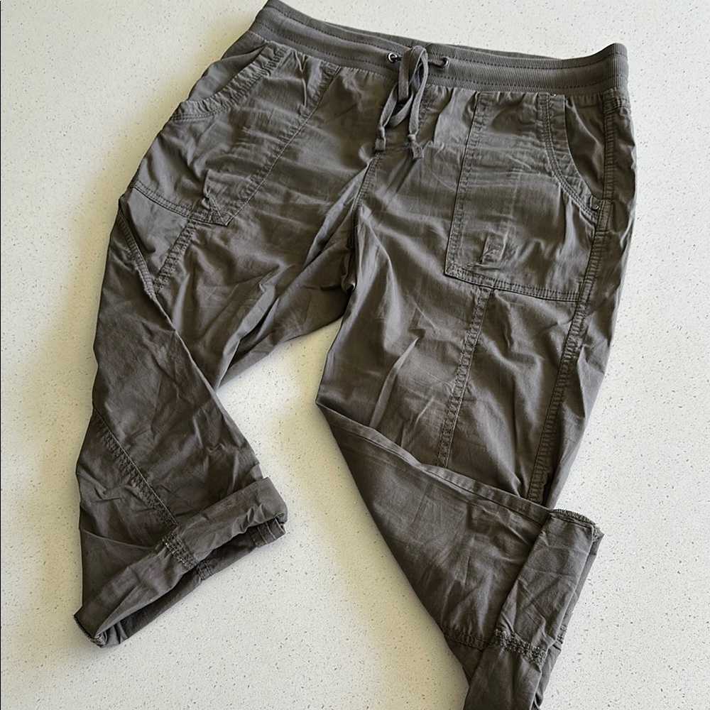Caffe Marrahesh Brown Relaxed Fit Capris with Drawstring Waistband Size 6